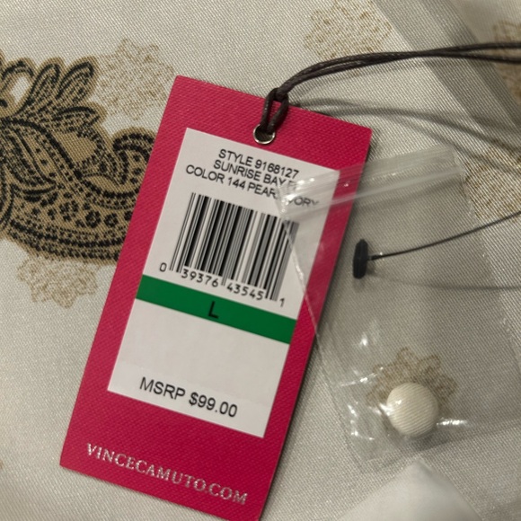 Vince Camuto New With Tags, Wrap Blouse, Size Large, Cream with Paisley Print - Picture 6 of 7